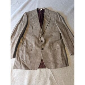 Cantenbury Blazer Mens 37.5S Tan Brown Micro Check 2-Button Classic